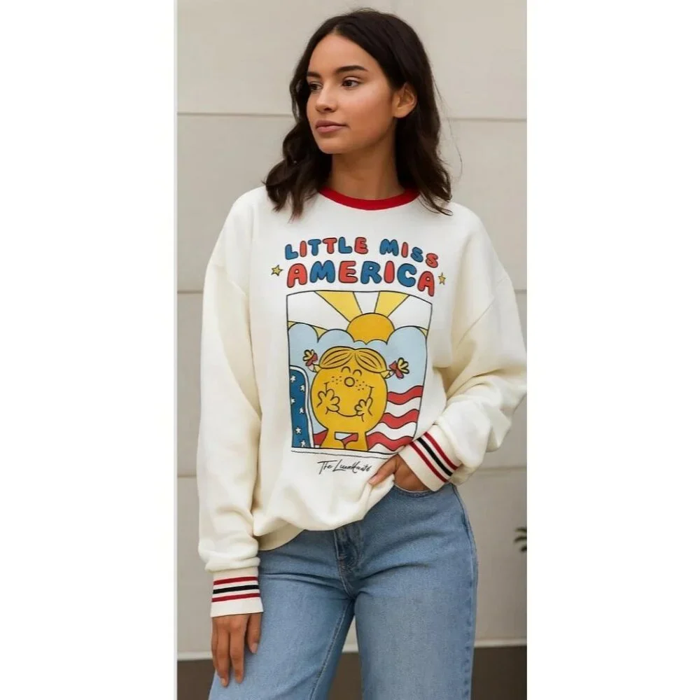 The Laundry Room Graphic Crewneck Sweatshirt White Small Fleece Patriotic New - Picture 1 of 2